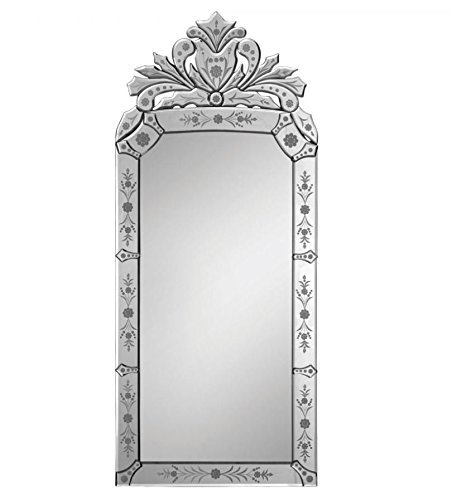 VENETIAN IMAGE Venetian Vertical Designer Mirror for Living Room Hall Mirror | Silver | 42.9L x 18.9W Inches