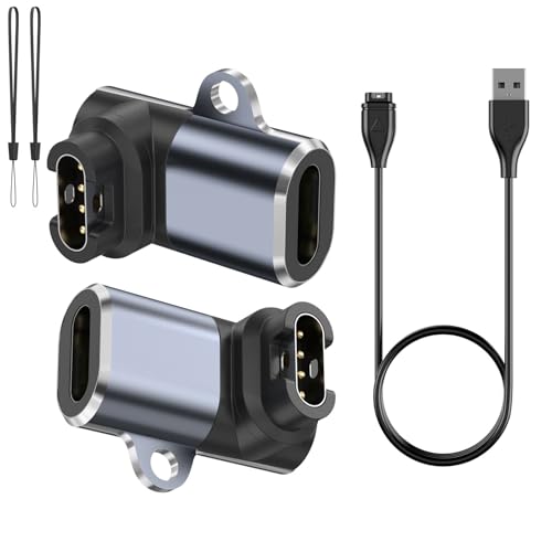 ガーミンUSB充電ケーブル1M GARMIN Watchスマート,2個L字型 Type-C変換アダプタ 対応Fenix 7 7S 7X 6 6S 6X 5 5S、Forerunner 945/935/245M/45/45S、Vivoactive 3/4/4