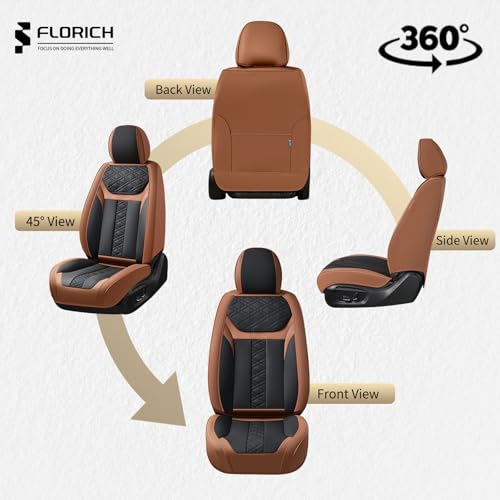 Image of FLORICH Seat Covers, Front Seat Covers 2 PCs, Automotive Seat Cover for Cars, Luxury Leather Universal Seat Cover Accessories Fit for Most Cars SUV Truck Sedans(Brown)