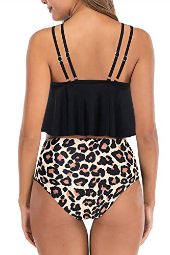 Image of Women High Waisted Bikini Swimsuit Flounce Vintage 2 Piece Bathing Suits
