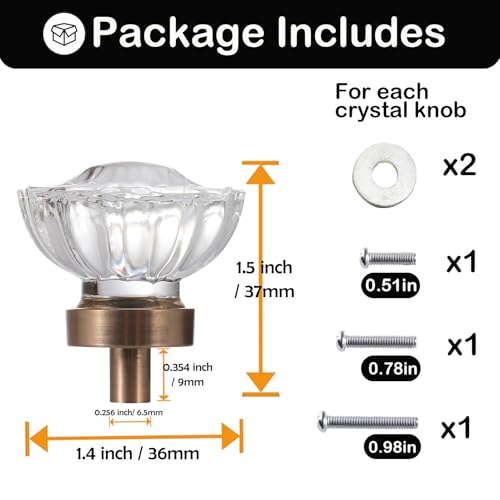 Image of 16 Pack Champagne Bronze Crystal Cabinet Knobs for Drawer,1.5 inch