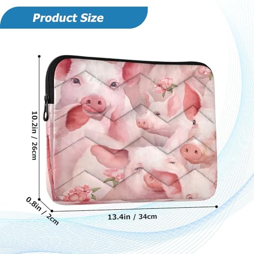 Funda para portátil 13-14 pulgadas con patrón de cerdos rosa miniatura 3