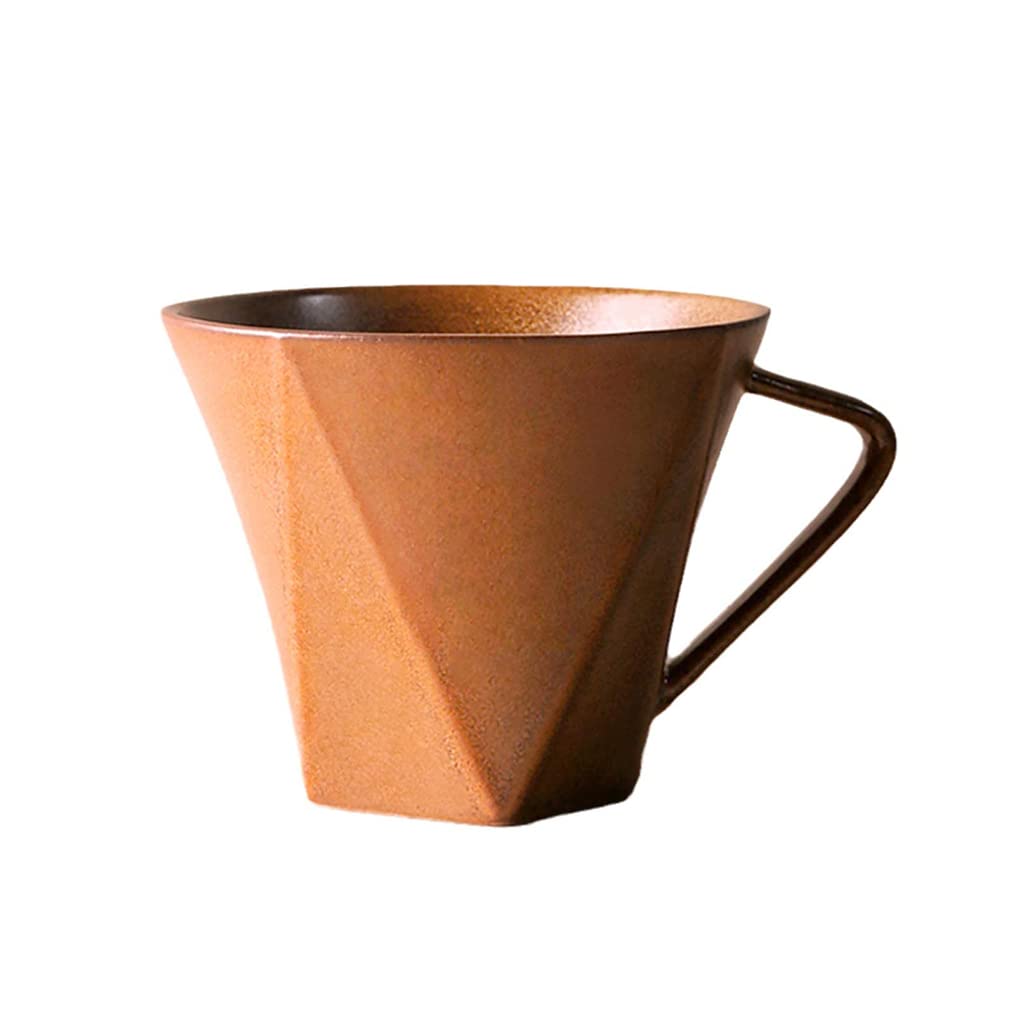 Ceramiczny kubek do kawy, duży prosty retro kubek do herbaty z uchwytem do cappuccino, kubek na mleko unikalny porcelanowy kubek do domu/biura, nadaje się do zmywarki i kuchenki mikrofalowej, wyjątkowy prezent pomarańczowy-295 ml