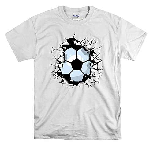 Maglietta da uomo e donna, unisex, con scritta "Old Football Ball Soccer Shooting", bianco, L