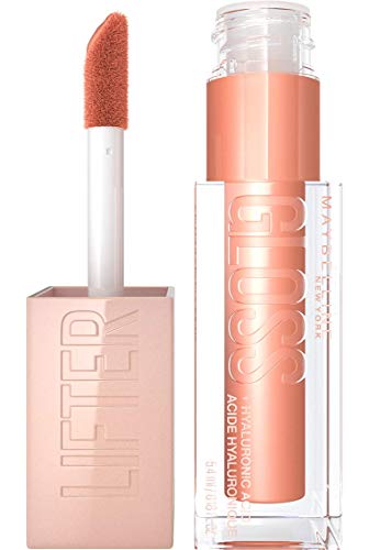 Maybelline Lifter Gloss, lucidalabbra all'acido ialuronico, effetto rimpolpante e idratante, ambra (007), 5, 4 ml