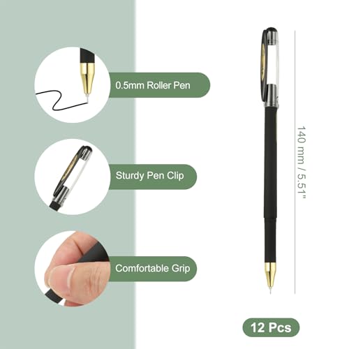PATIKIL Bolígrafo Roller 0.5mm Pack 12 Negro miniatura 2
