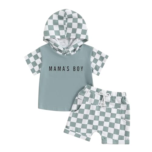 Image of FYBITBO Toddler Baby Boy Summer Clothes Funny Letter Short Sleeve Top T-shirt and Solid Shorts 2 Piece Summer Outfits Set