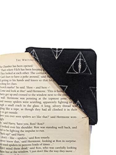 Corner Bookmark - Deathly Hallows | Gift for a Bookworm Reader | Birthday Gift Handmade by Sew This Sew That | Book lover present | Page marker | Protective Corner Bookmark