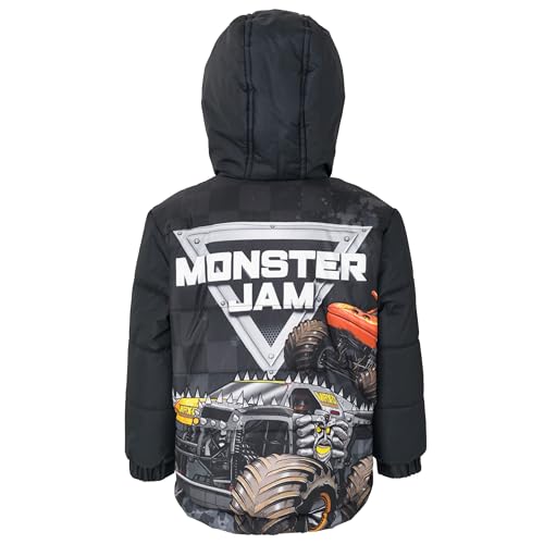 Image of Monster Jam Boys' Hooded Puffer Jacket Toddler to Big Kid