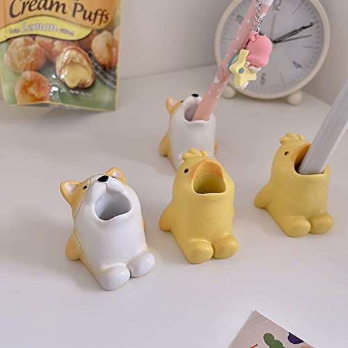 Dd-Life 4 Pcs Toothbrush Holder Animal Resin Household Set Toothbrush Holder For Kids,Resin Pen Pencil Holder, Bathroom Multifunctional Storage Box(1 Corgi,1 Shark,1 Hippo,1 Duck) #TOP6