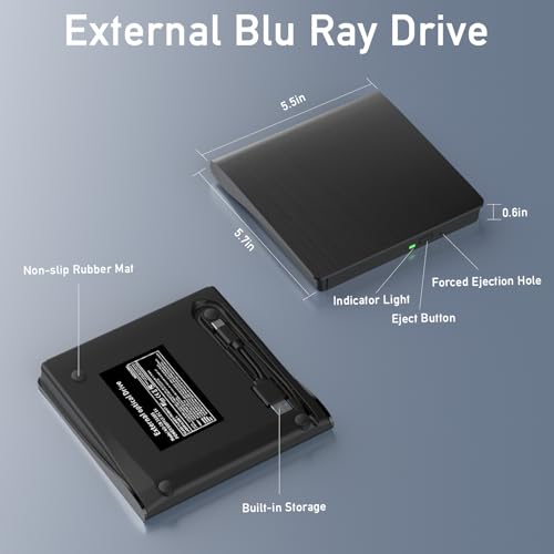 image for wintale External Bluray Drives, Portable 3D External Blueray/DVD Drive