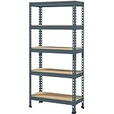 Abician Étagère de Rangement sans Vis à 5 Niveaux Rangement Garage Cadre en Métal Planches MDF Organisateur Entrepôt Magasin Maison 70 × 30 × 150 cm Bleu Neptune