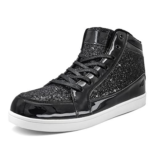 Igxx Glitter Shoes For Men High Top Flashing Party Casual Lace-Up Sneakers Men #TOP23