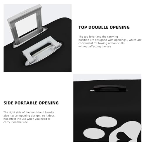 Paw Print Heart Dog Cat Travel Luggage Cover Suitcase Protector Fits 26-28 Inch Case(Black,L)4