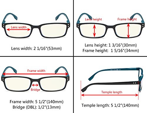 Image of Eyekepper 5 Pack Blue Light Filter Glasses Classic Rectangular Computer Reading Glasses +1.50