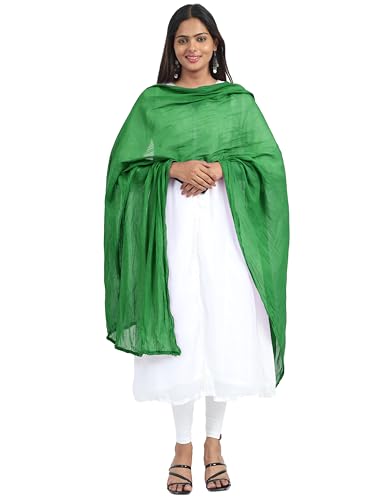 Image of Miraan Solid Pure Cotton Dupatta with Pom Pom Border, 2.25 meters length (DUPCOTTON)