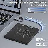 7 in 1 External DVD Drive, External CD DVD Drive for Laptop USB 3.0 & Type-C, Portable CD/DVD +/-RW Disk Drive, CD/DVD Burner CD ROM External Drive for Laptop Desktop PC Windows 7/8/10/XP Mac Linux - Image 4