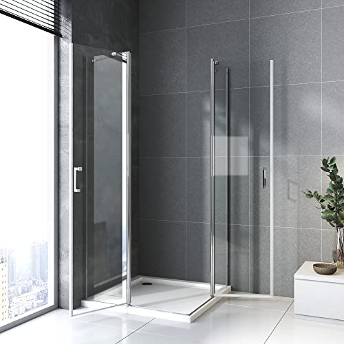 Duschkabine 100x100, Eckeinstieg mit Pendeltüren aus 6 mm NANO-Glas Duschkabine Scharniertür Duschabtrennung Eckeinstieg Höhe 185cm