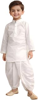 SHIV VESH BHUSHA Boys Kurta Pajama Set White | Kids Ethnic Wear Set for Wedding, Festival & Traditional Functions | Cotton... Price In India