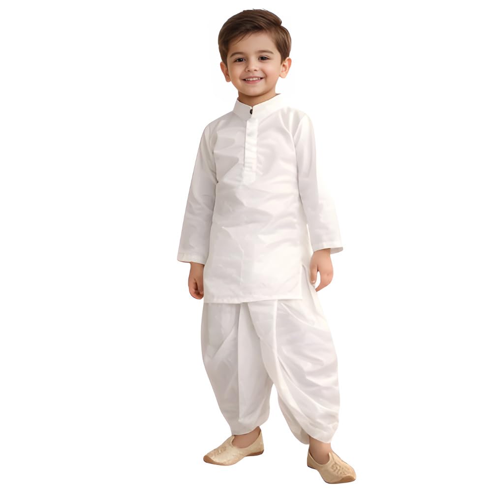 SHIV VESH BHUSHA Boys Kurta Pajama Set White | Kids Ethnic Wear Set for Wedding, Festival & Traditional Functions | Cotton... - Review, Price and Buying Guide