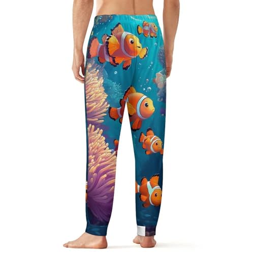 Sea Coral Clownfish Anemone Men's Pajama Bottoms Sleep Lounge Soft Comfy Pants Sleepwear3