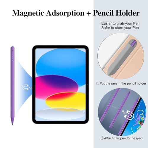 Image of Stylus Pen for iPad11&10thGen,14Mins Faster Charge, with Pencil Holder,Palm Rejection, Tilt Sensitivity, for iPad Air11&13-inch(M3 /M2), iPad Pro 11&13-inch (M4),iPad 6-11th,iPad Pro 11 /12.9 inch