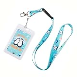 Stylish Cotton Lanyard Keychain with Breakaway Clasp - I Just Really Like Penguins OK? Durable ID Badge Holder & Keychain for Students and Professionals - Includes Vertical Card Case