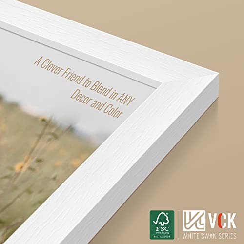 Image of VCK 20x28 Poster Frame Solid Wood White 3 Pack Picture Frames 20 x 28 Inches with Wall Mounting Hanging