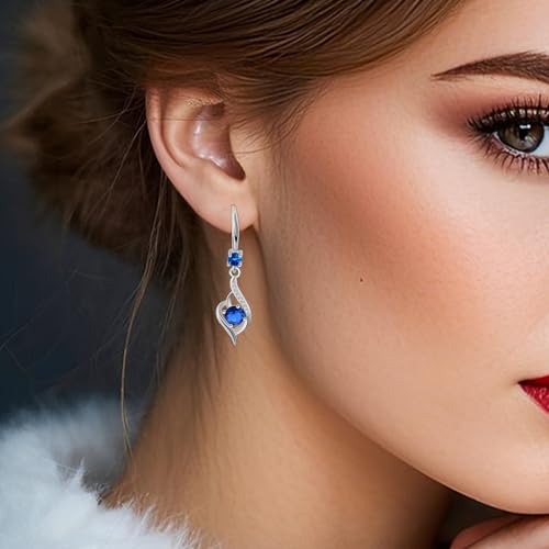925 Sterling Silver Heart Dangle Earrings with Cubic Zirconia & Birthstone - Women's Fashion Jewelry, Hypoallergenic Drop Design2
