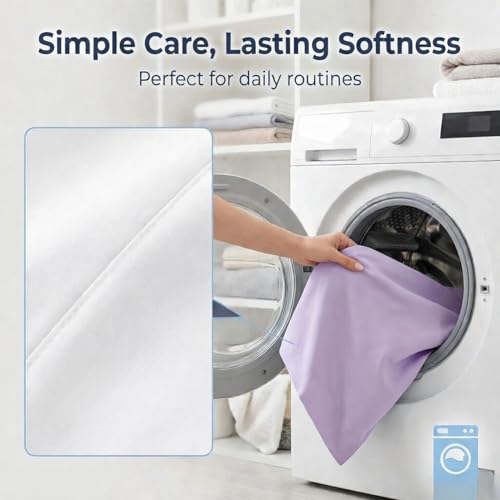 Image of Everyday Kids 2-Pack Fitted Crib Sheets, 100% Soft Breathable Microfiber Baby Sheet, Fits Standard Size Crib Mattress 28in x 52in, White Nursery Sheet and Lavender Nursery Sheet
