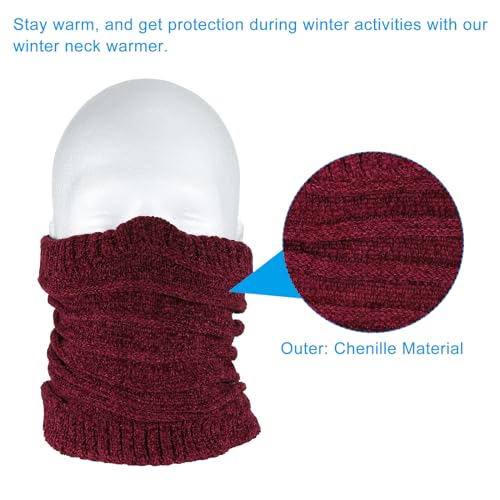 PATIKIL Winter Neck Warmer, Cold Weather Face Cover Men Knitted Fleece Neck Gaiter3