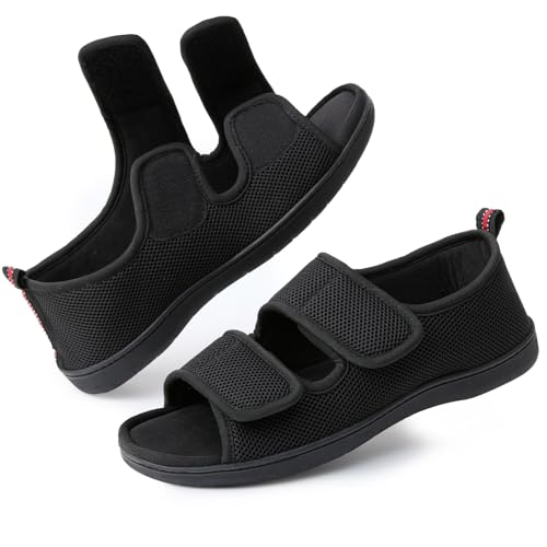 Image of Women's Slippers with Arch Support, Adjustable Open Toe Shoes for Diabetic | 5-Layer Construction, 60D Memory Foam, Machine Washable, Anti-Slip Outsole