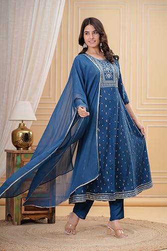 Image of MANHAREE | Women's Rayon Kurta with Pant & Dupatta Set