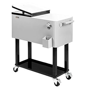 VINGLI 80 Quart Rolling Ice Chest, Portable Patio Party Bar Drink Cooler Cart, with Shelf, Beverage Pool with Bottle Opener VINGLI 80 Quart Rolling Ice Chest Portable Patio Party Bar Drink Cooler Cart with Shelf Beverage Pool with Bottle Opener