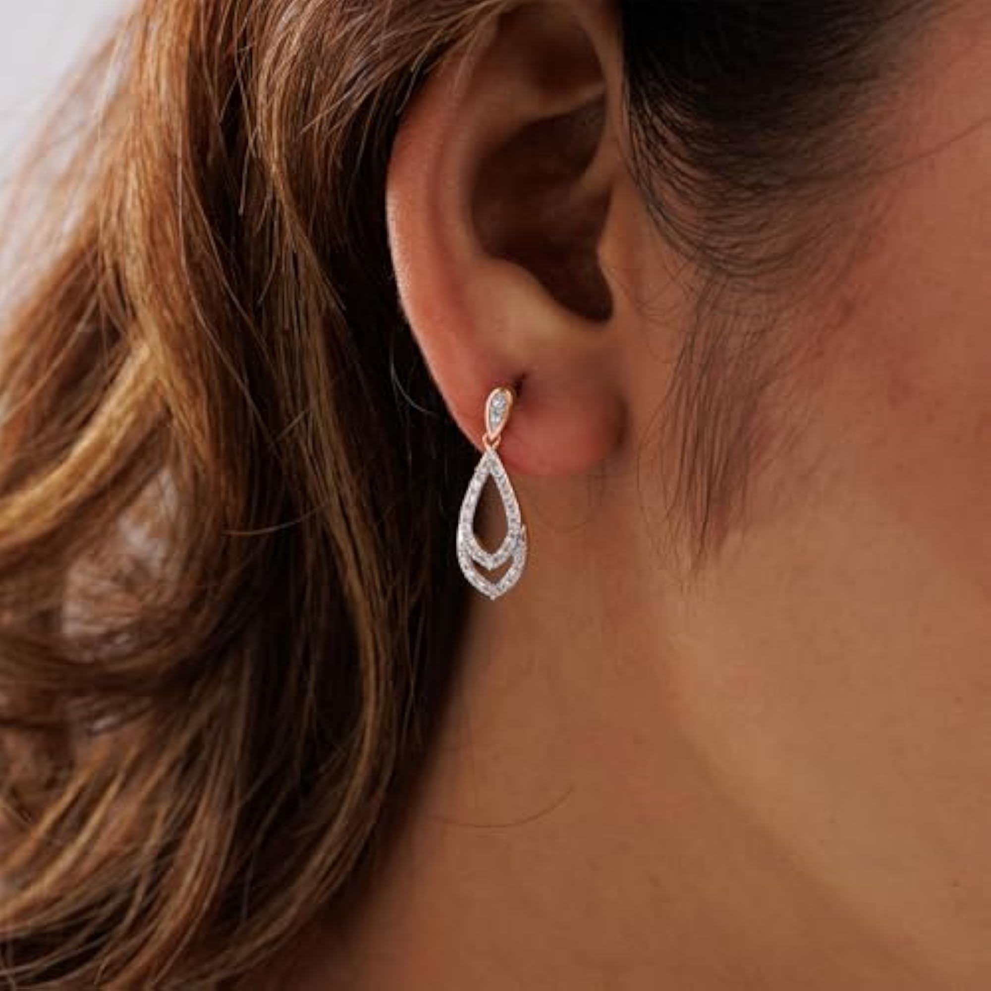 Women's Lab Grown Diamond 925 Sterling Silver Earrings, Anti Tarnish