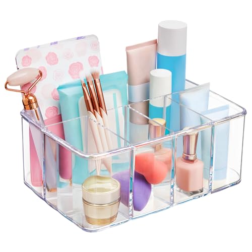 STORi 5-Compartment Clear Plastic Organizer | Rectangular Divided Makeup and Vanity Storage Bin and...