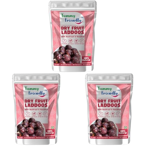 Image of TummyFriendly Dry Fruit Laddu. Healthy Dry Fruit Laddus with Dates - Sugar Free Snacks for Kids, Adults & Pregnant Women. Healthy snacks for kids. homemade dry fruit laddus. No Sugar. Dry Fruit Ladoo with Beetroot & Coconut (100g)