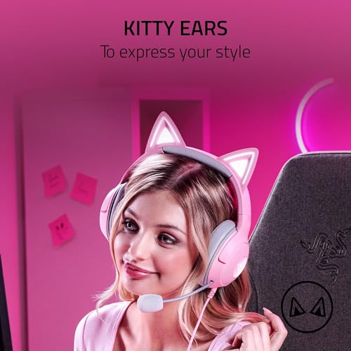 Razer Kraken Kitty V2 USB Wired Headset: Chroma RGB Kitty Ears - Stream Reactive Lighting - HyperClear Cardioid Mic - 40 mm Drivers - 7.1 Surround Sound - Comfortable Ear Cushions - Quartz Pink - image 2