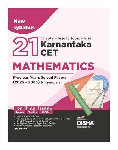 Image of Disha 21 Chapter-wise & Topic-wise Karnataka CET Mathematics Previous Year Solved Papers (2025 - 2005) | KCET PYQs Question Bank | 2026 Engineering B.Tech / BE & B.Sc.