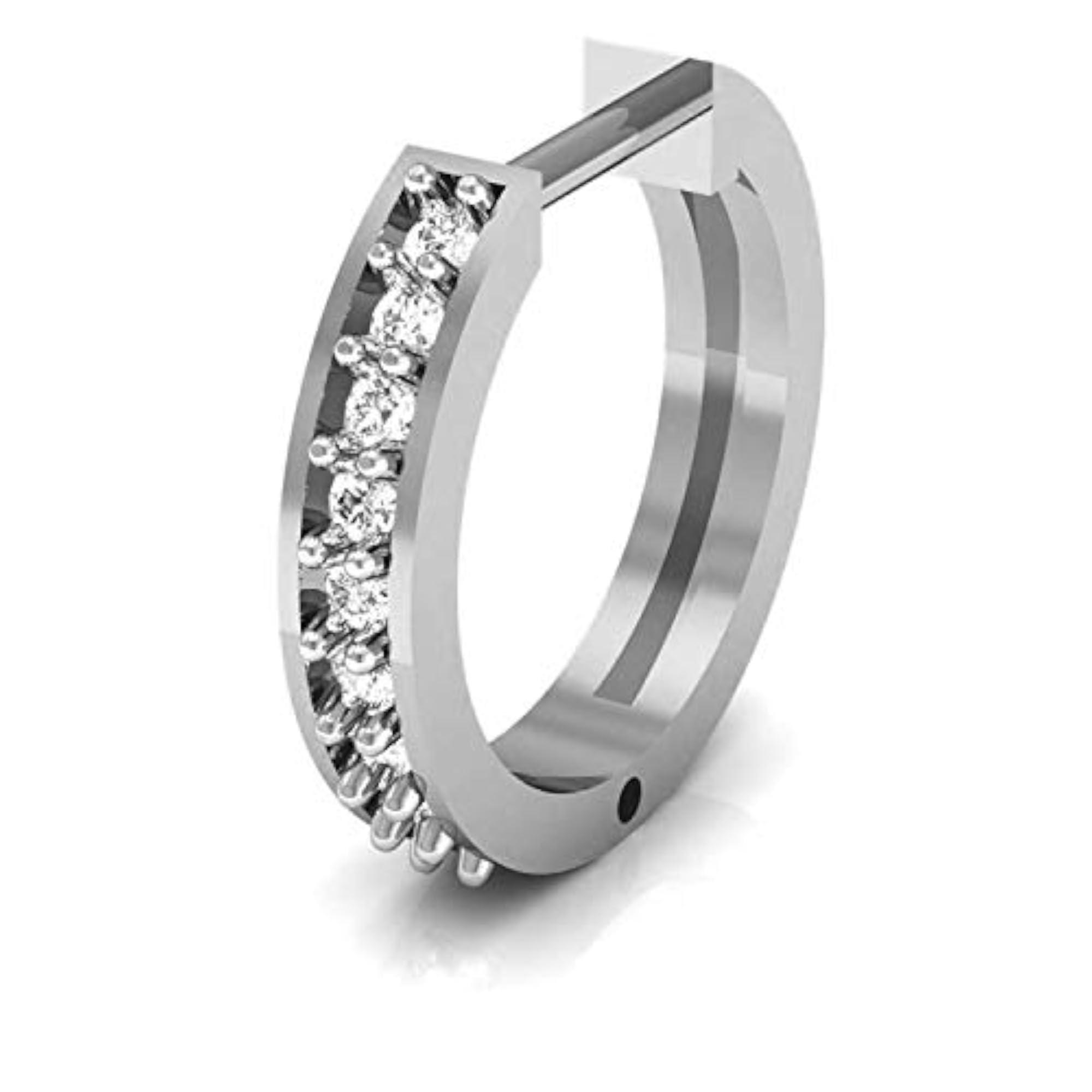 18k White Gold and Diamond Nose Ring, Elegant Design