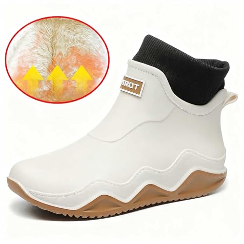 Gummistiefel Damen Gefüttert - Rutschfeste Regenschuhe Wasserdicht Atmungsaktiv Gummistiefeletten Regenstiefel mit Futter Outdoor Unisex Erwachsene Stiefeletten Garten Leichte Rain Boots Stiefel