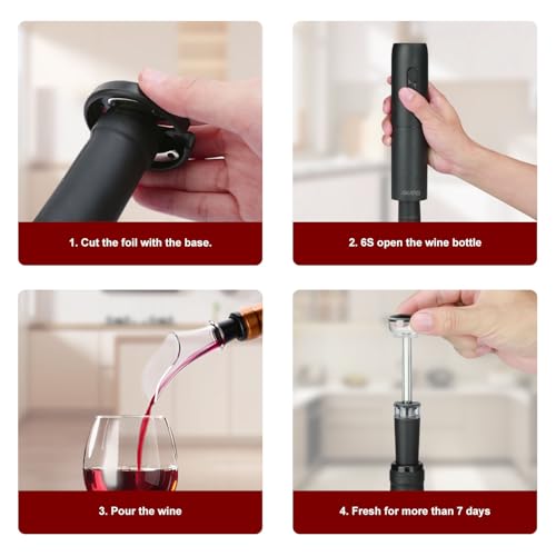 Miniatura 5 de Aikaro - Abrebotellas De Vino Eléctrico Sacacorchos Electrónico Automático Set A
