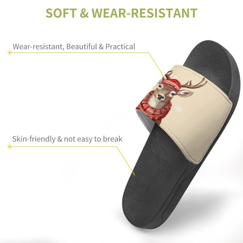 Deer Santa Christmas Hat Scarf House Sandals Non-Slip Bathroom Slippers Beach Summer Shoes for Men Women3