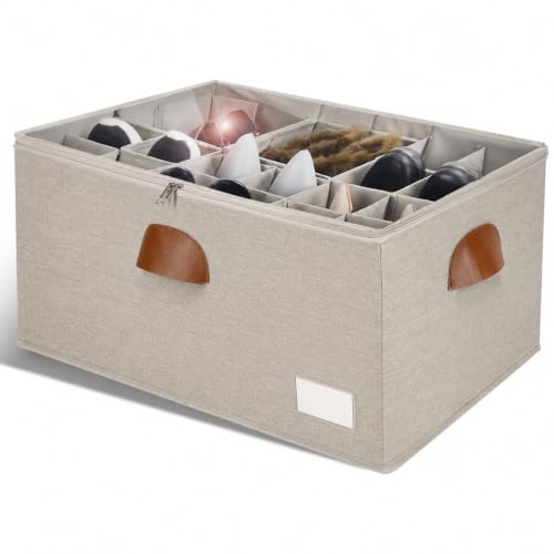 Image of 1 Pack Shoe Organizer for Closet Foldable Storage Box with Clear Cove | Fits 12-24 Pairs Boots and Heels Sneaker Sandals Stackable with Adjustable Divider Space Saving Dorm White
