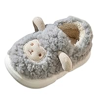 Girls Boys Slippers Kids Warm Plush House Slippers Novelty Animal Bedroom Memory Foam Children Winter Soft Cute Cartoon House Shoes Size 1.5 C2_Sheep_Grey