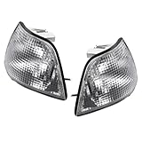 A ABSOPRO Clear Turn Signal Light Lamp Durable Front Left Right Side Corner Signal Light for BMW E36 3 Series 1992-1998 Plastic Metal Silver Tone (Set of 2)
