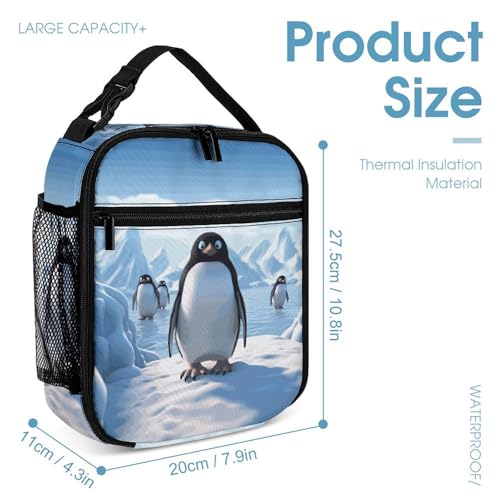 Penguin Antarctica Ice Backpack Set 3 Piece, Durable Backpack Insulated Lunch Bag Portable Pencil Case for Men Women4