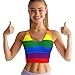 FeHuew LGBT Rainbow Flag Sports Bras for Women - Built in Bra Tank Tops Longline Wirefree Workout Running Bra with Removable Pads, Medium