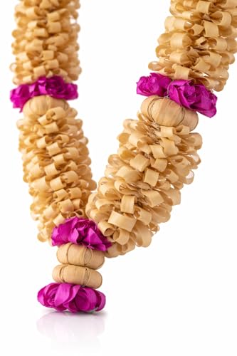 Image of Chandan Sandalwood Photo Frame Mala 12 Inch | Pure Sandalwood Wooden Garland for God, Ancestors & Pitra | Traditional Pooja Room & Mandir Decor