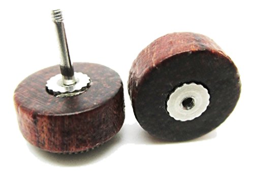 Organic Wood w/Metal Skull Emblem Stud Post Earrings - New - Pair!4